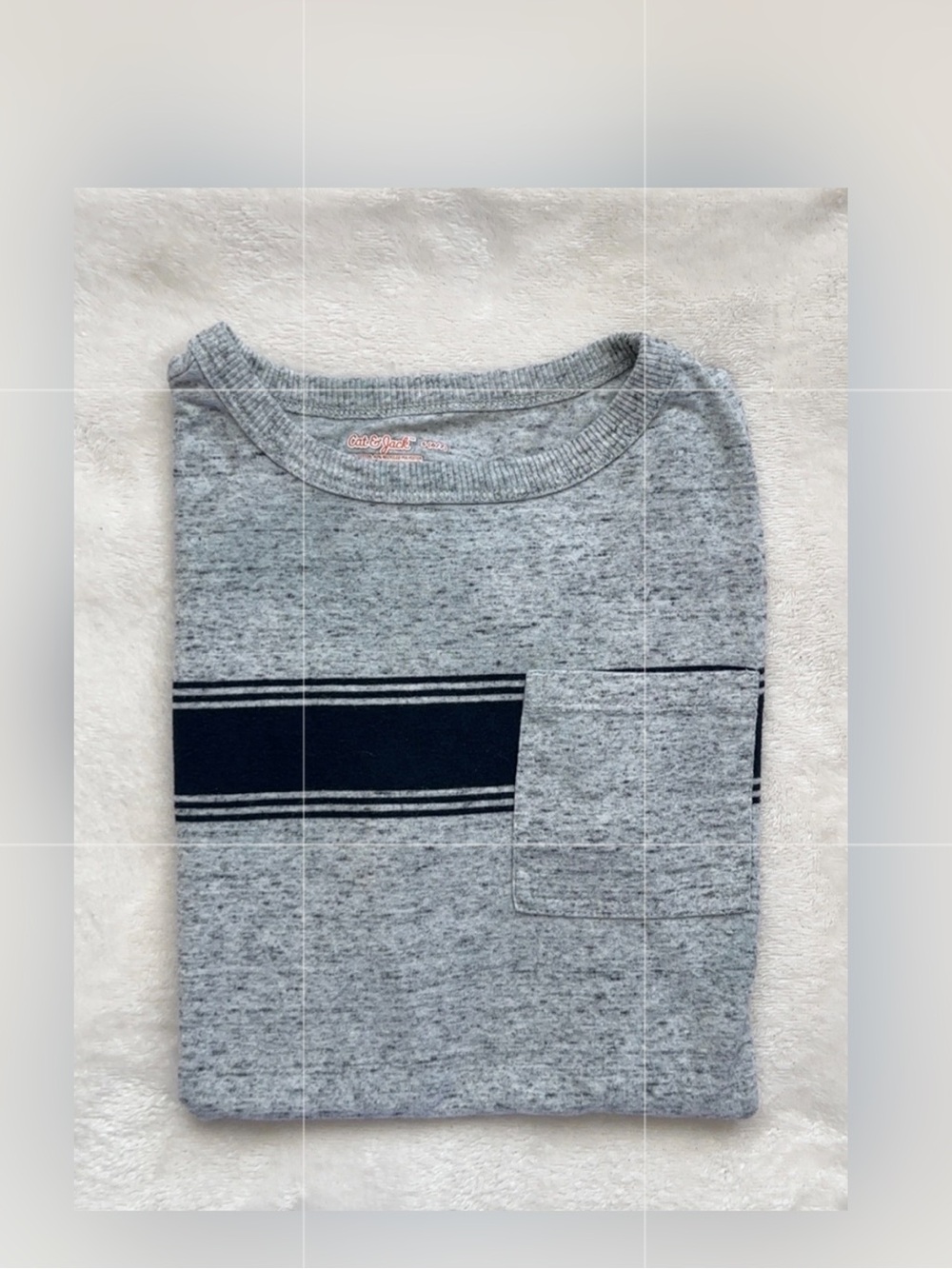 Cat & Jack Gray Sweatshirt with Navy Stripe and Pocket